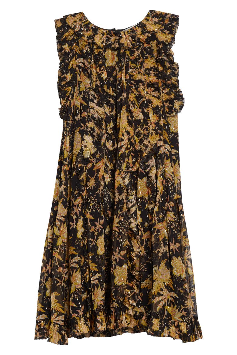 Signe Floral Silk Blend Dress, Alternate, color, FORSYTHIA
