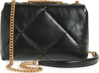 Small Kira Diamond Quilted Convertible Leather Shoulder Bag