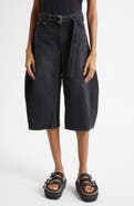 Sacai Belted Crop Denim Barrel Leg Jeans