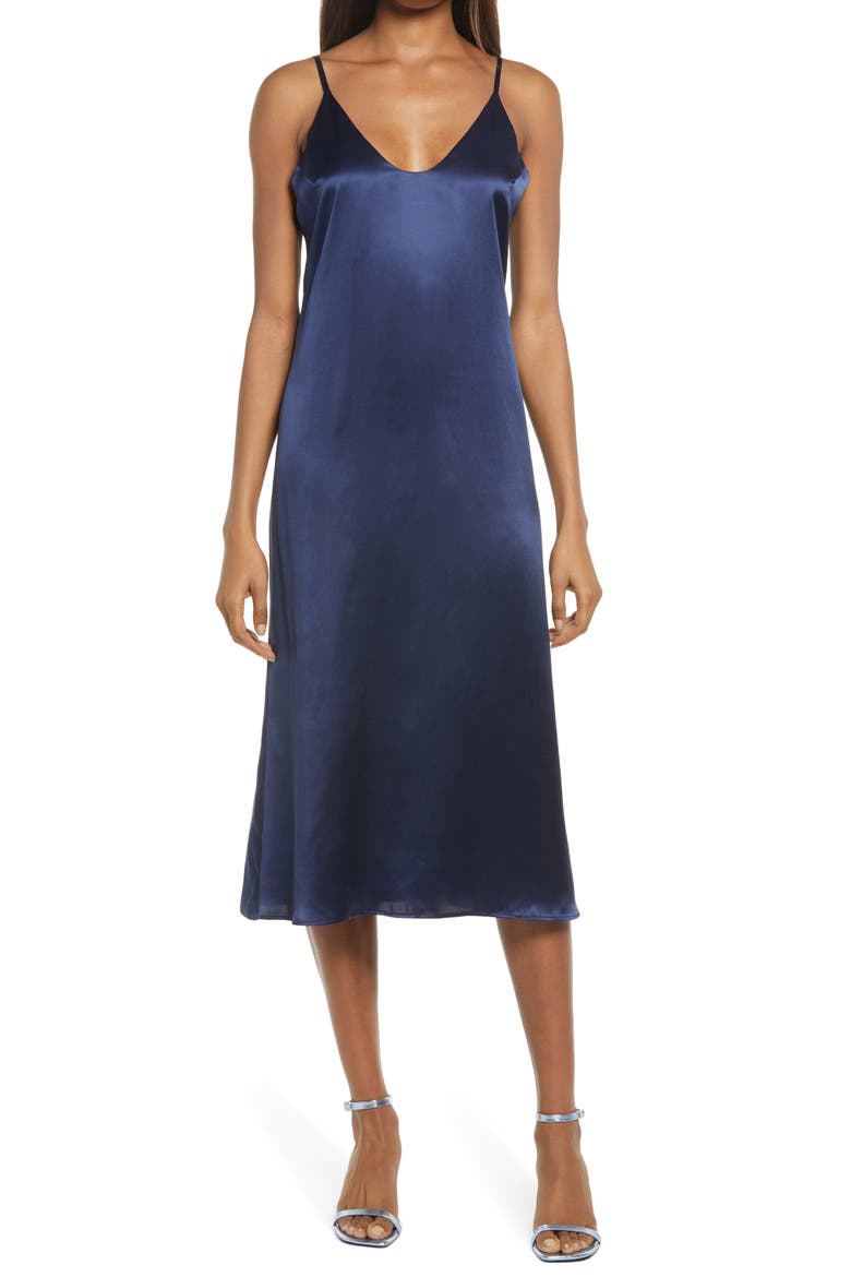 Sofia Silk Slipdress, Alternate, color, NAVY