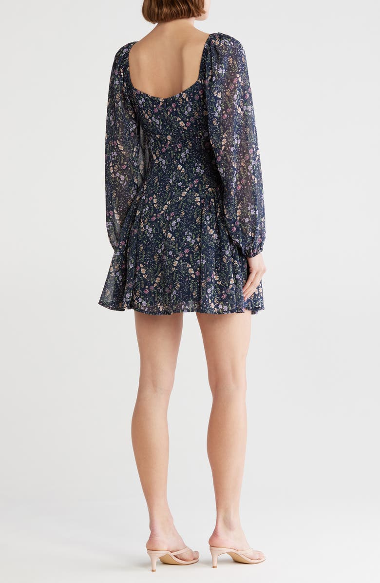Lush Long Sleeve Minidress, Alternate, color, Navy Floral
