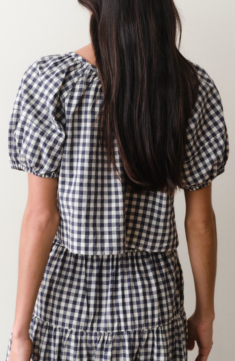 Marine Layer Gia Poplin Top, Alternate, color, Navy Gingham