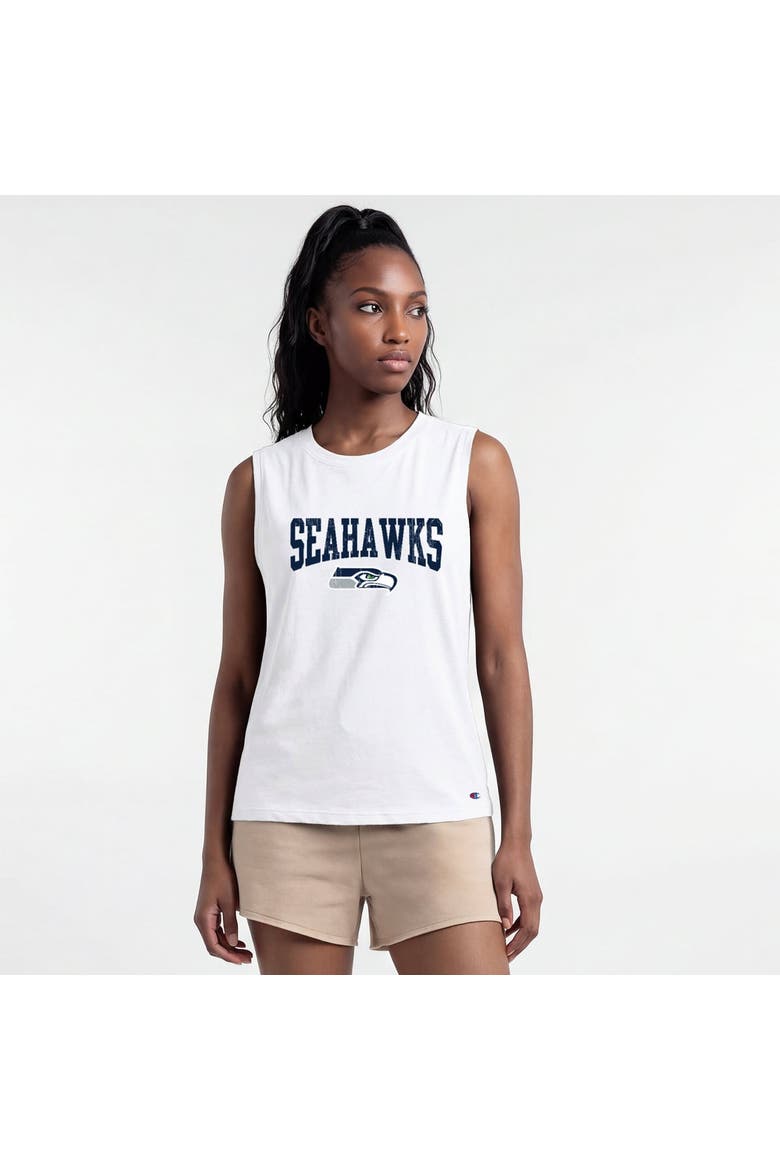 Women's Champion  White Seattle Seahawks Muscle Tank Top, Main, color, White
