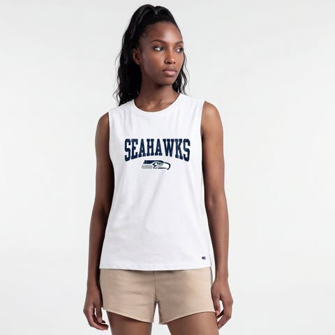 Women's Champion  White Seattle Seahawks Muscle Tank Top
