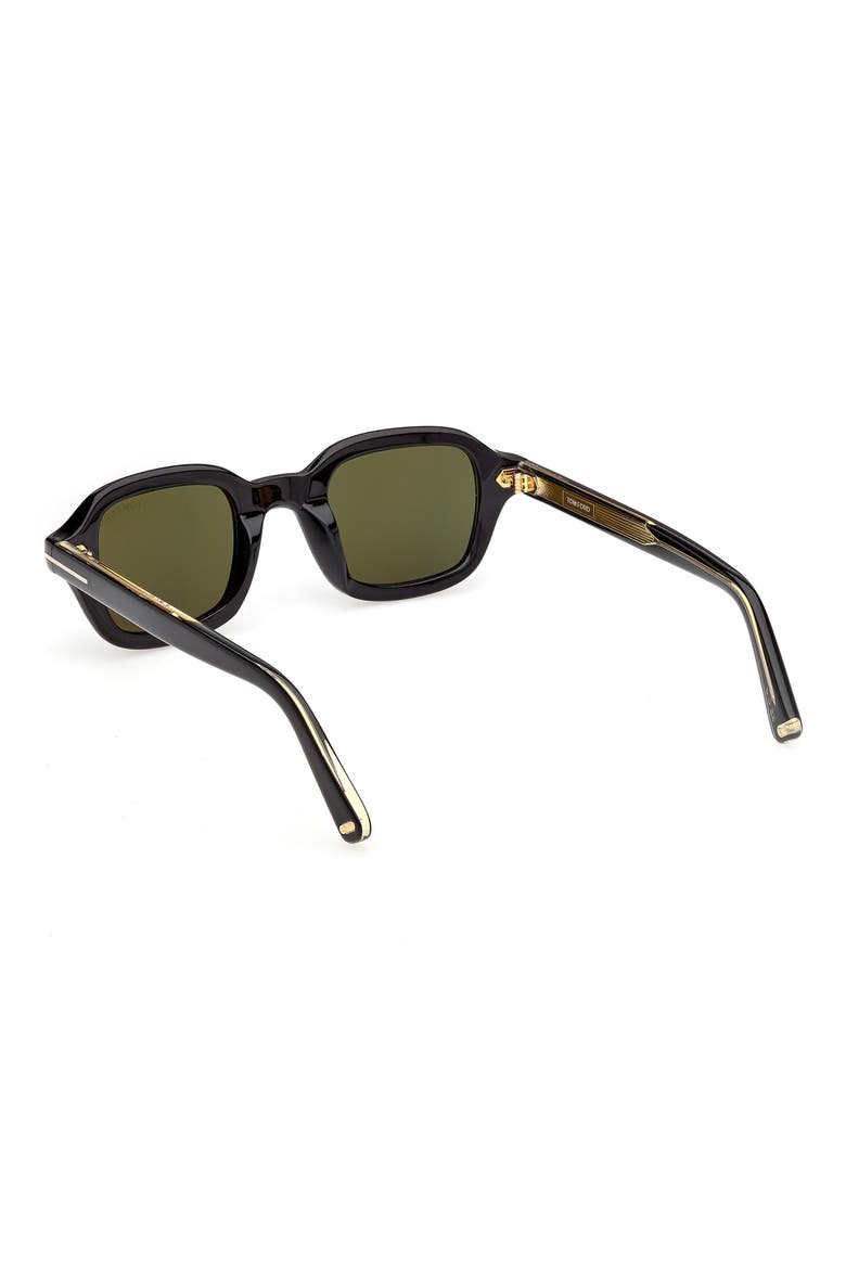 46mm Small Square Sunglasses, Alternate, color, BLACK YELLOW GOLD / GREEN