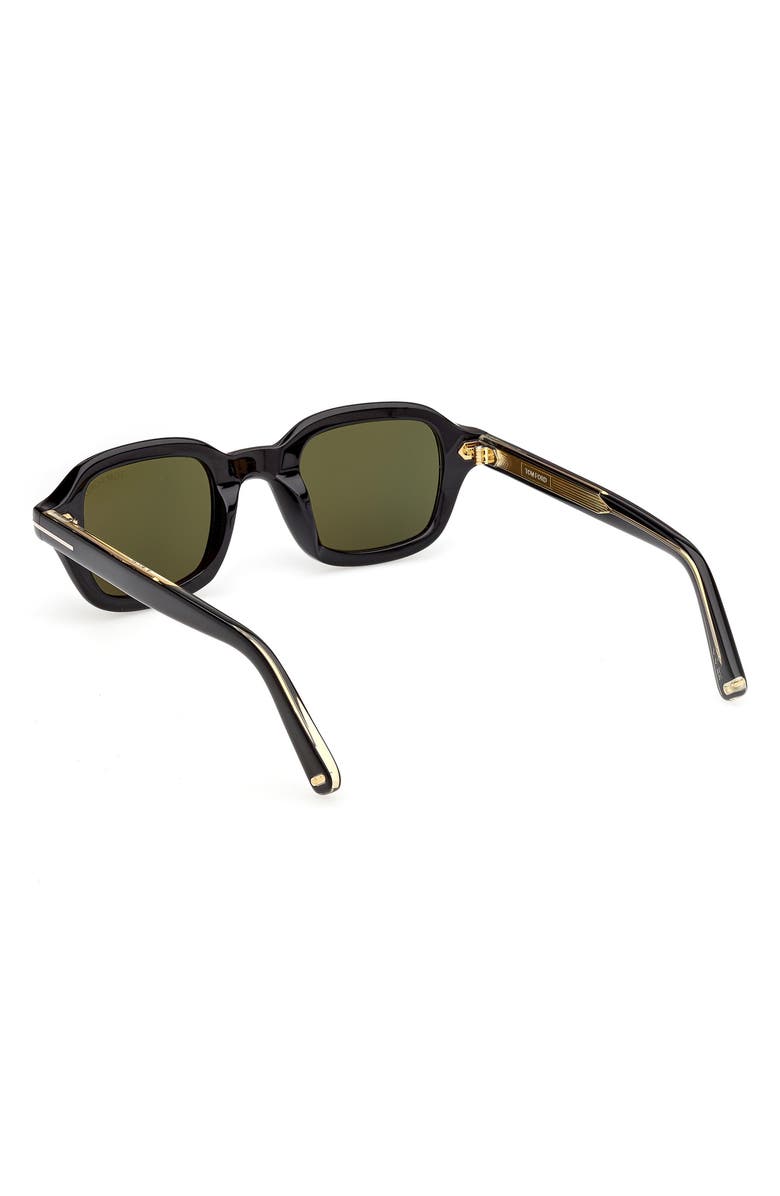 TOM FORD 46mm Small Square Sunglasses, Alternate, color, Black Yellow Gold / Green