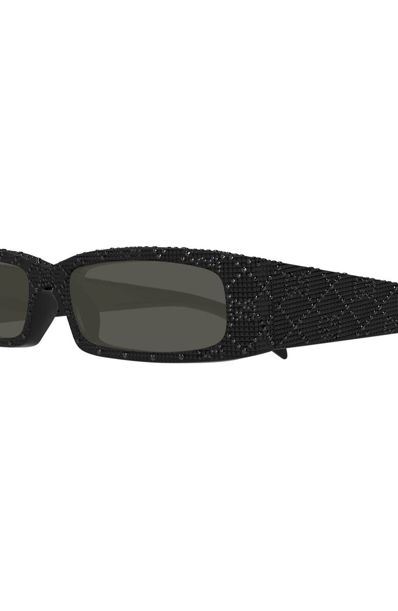 Gucci 56mm Rectangular Sunglasses, Alternate, color, Black 2