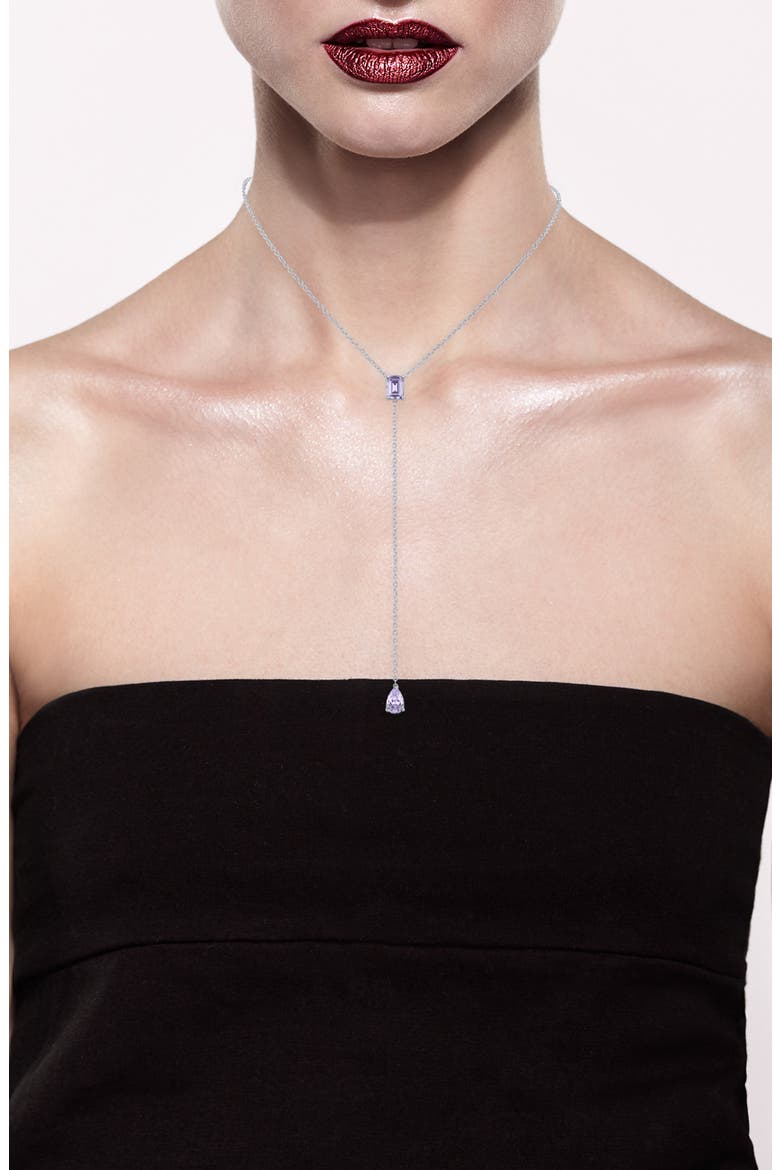 Cubic Zirconia Y-Necklace, Alternate, color, LAVENDER / SILVER