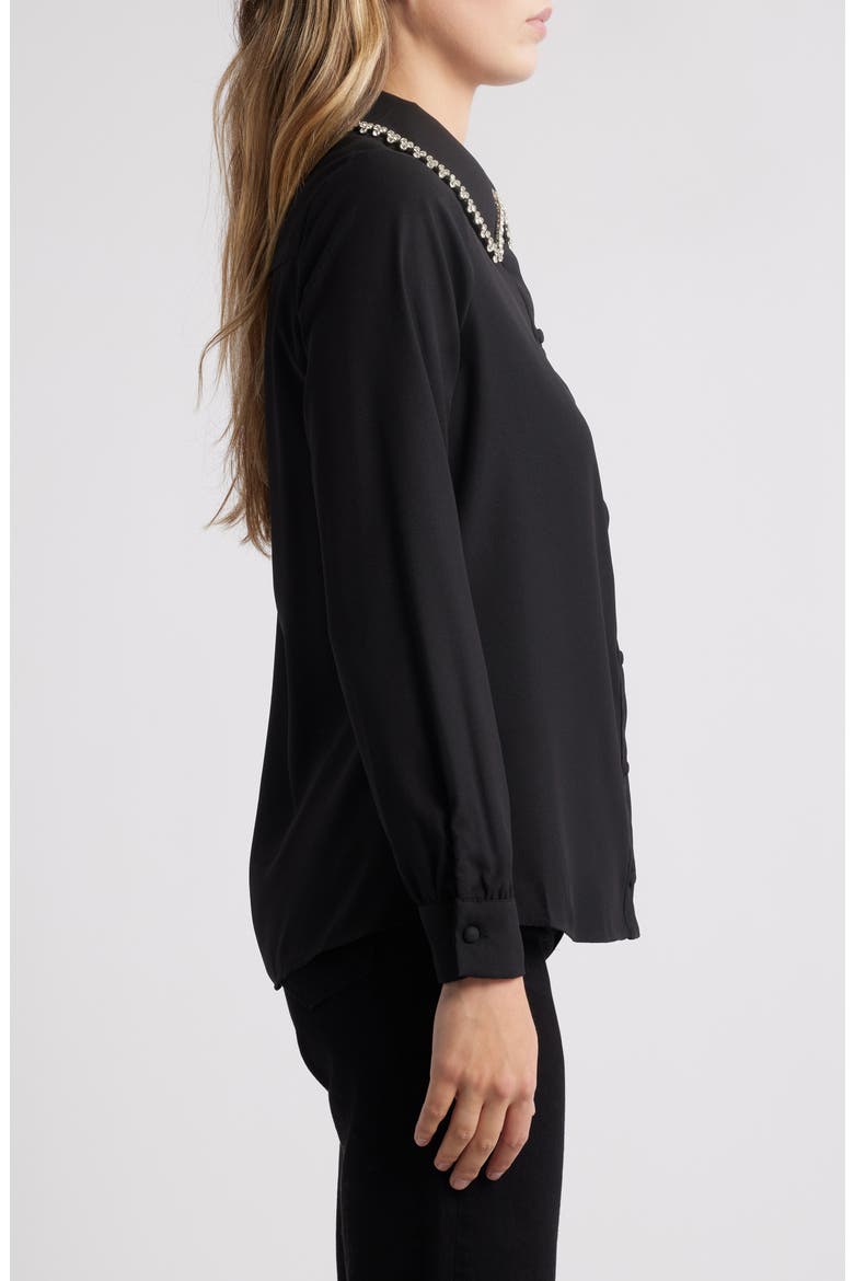 Sylvi Rhinestone Collar Shirt, Alternate, color, BLACK