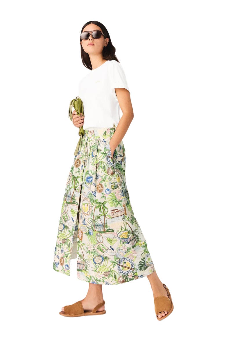 Printed maxi skirt with shorts, Alternate, color, Postcard print
