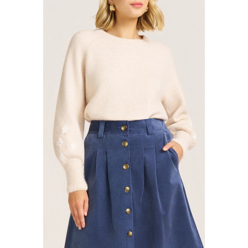 matty m. Daphne Floral Embroidery Sweater in Heather Oatmeal  product