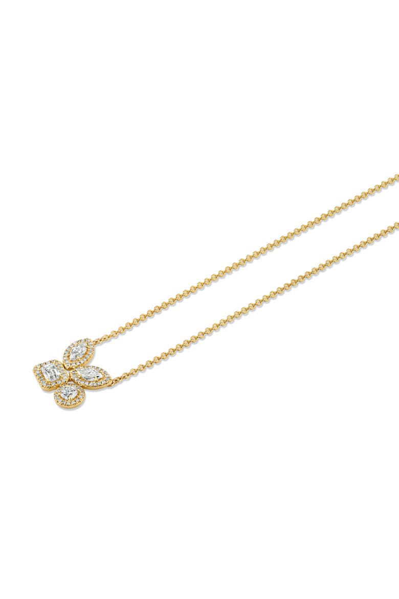Montage Halo Cluster Necklace, Alternate, color, Yellow Gold