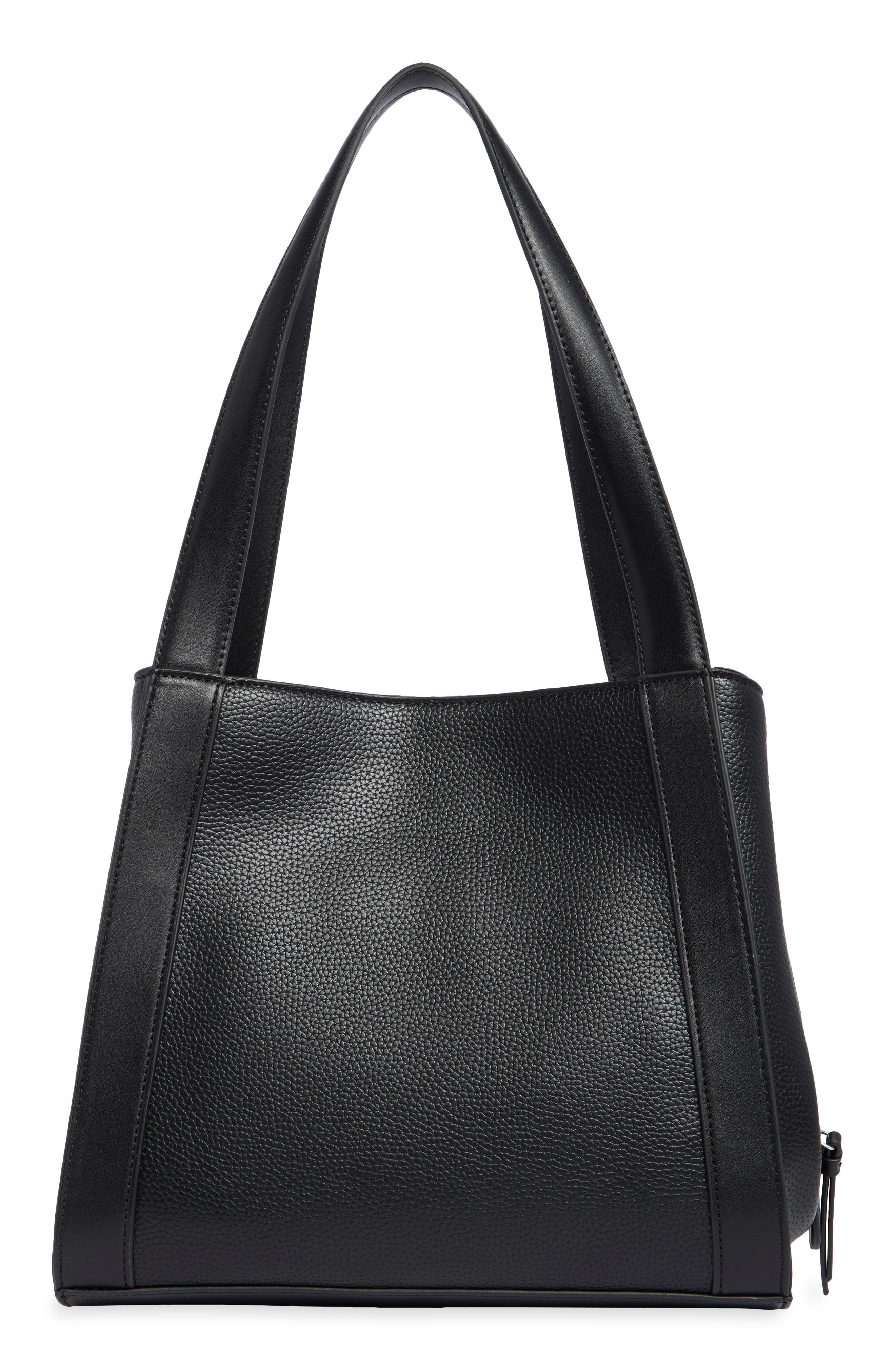 Masie Faux Leather Tote, Alternate, color, BLACK/ SILVER