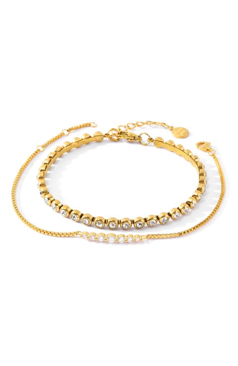 Bezel Tennis & Classic Arc Bracelet Stack