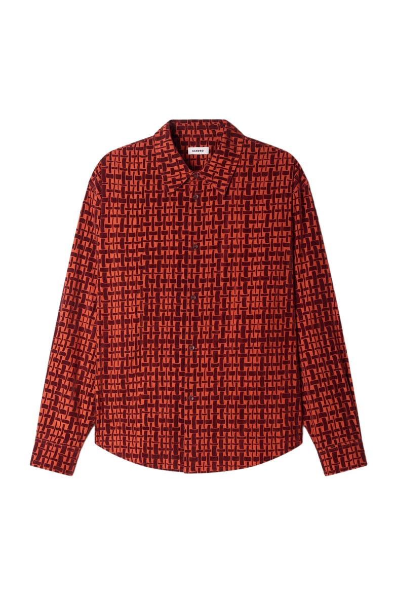 Shirt with velvet flocking, Alternate, color, Burnt orange
