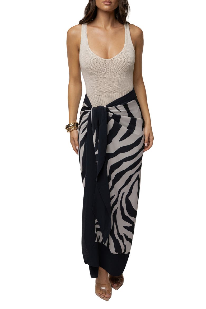 Wild Current Sarong, Alternate, color, Navy Zebra