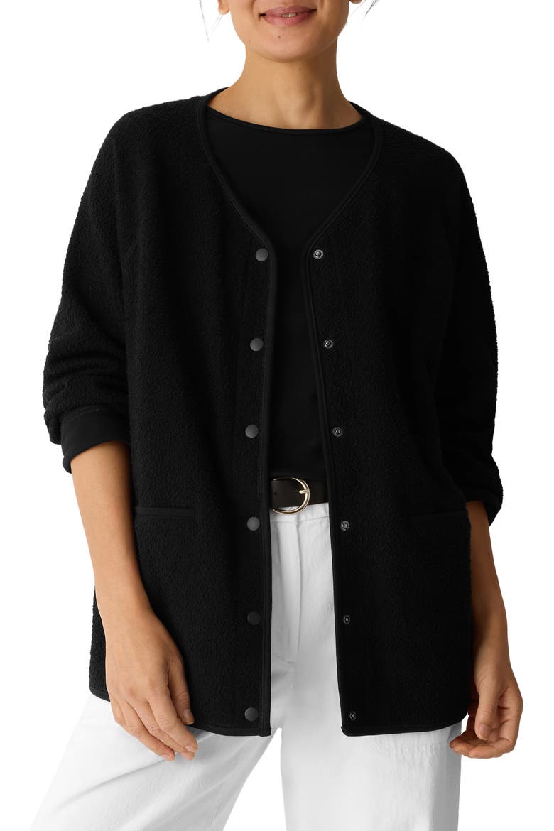 Bouclé Snap Front Jacket, Main, color, BLACK