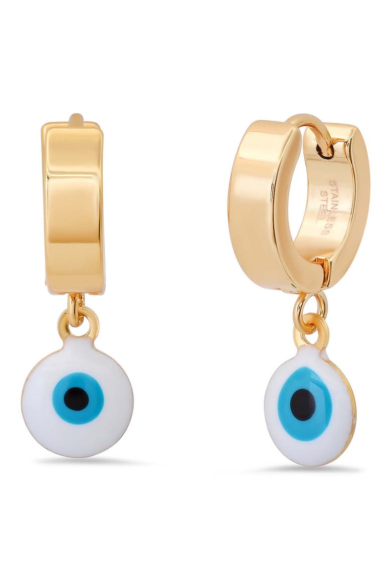 Enamel Evil Eye Drop Earrings, Main, color, GOLD