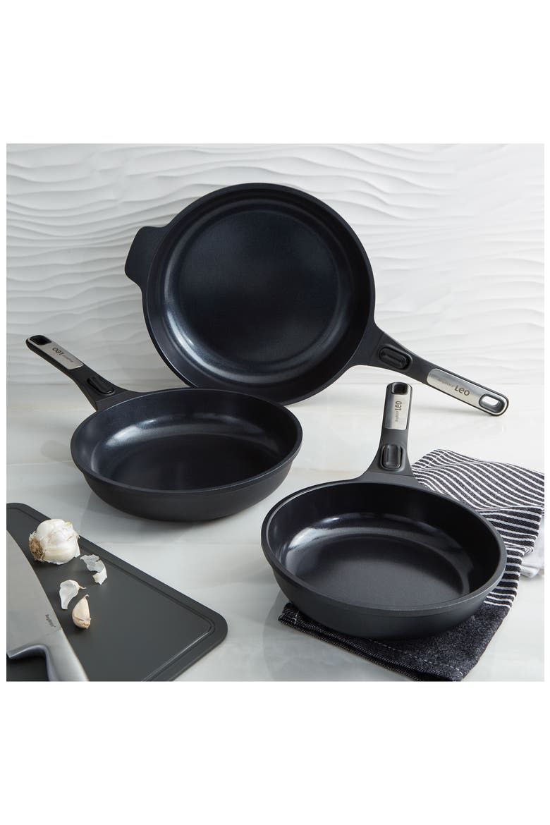 Leo Phantom 3-Piece Fry Pan Set, Alternate, color, BLACK