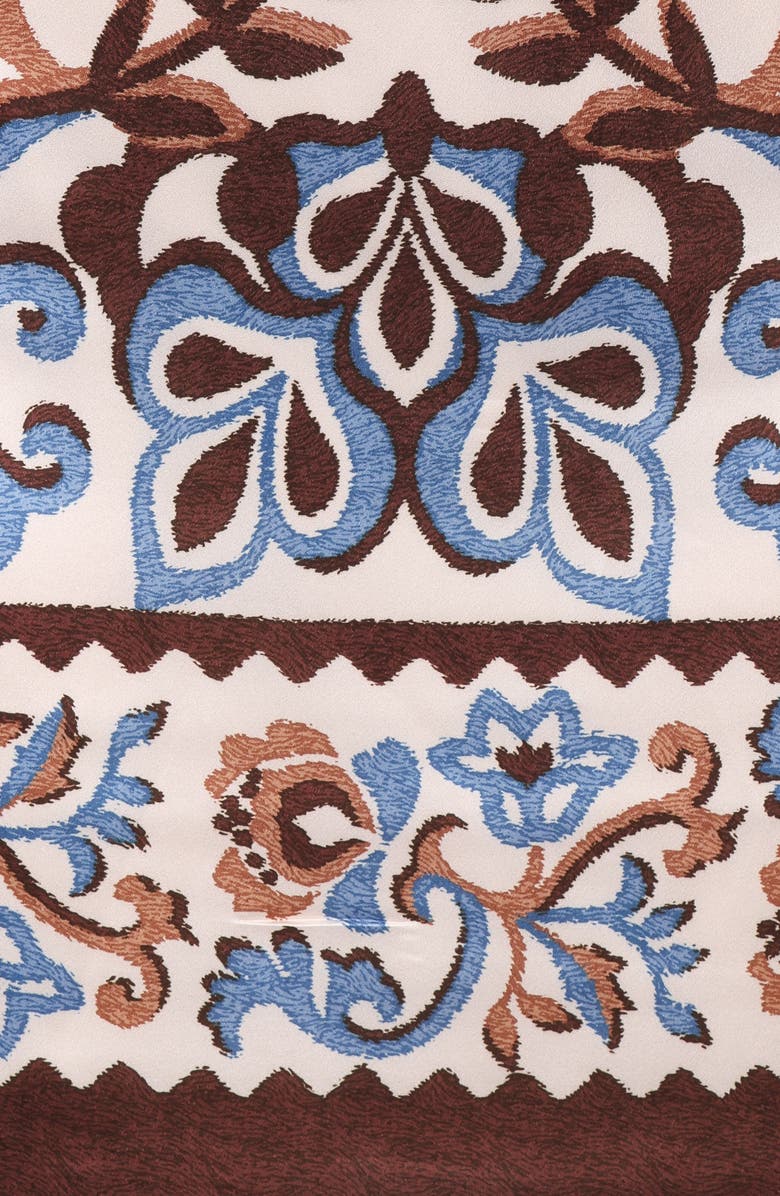 Petal & Pup Megan Printed Bell Sleeve Satin Minidress, Alternate, color, Ivory Brown Blue