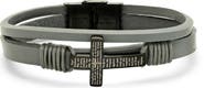 STEELTIME Men's Cross Charm Leather Bracelet