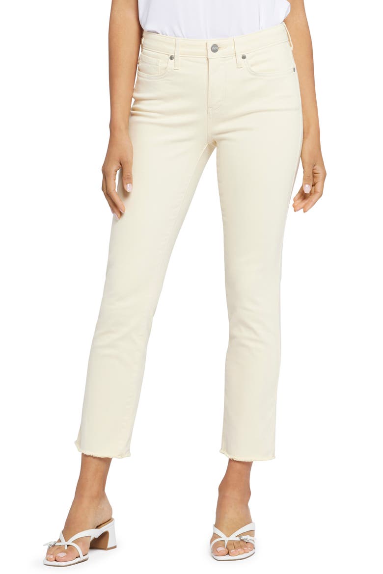 Sheri Frayed Hem Slim Jeans, Main, color, BANANA SORBET