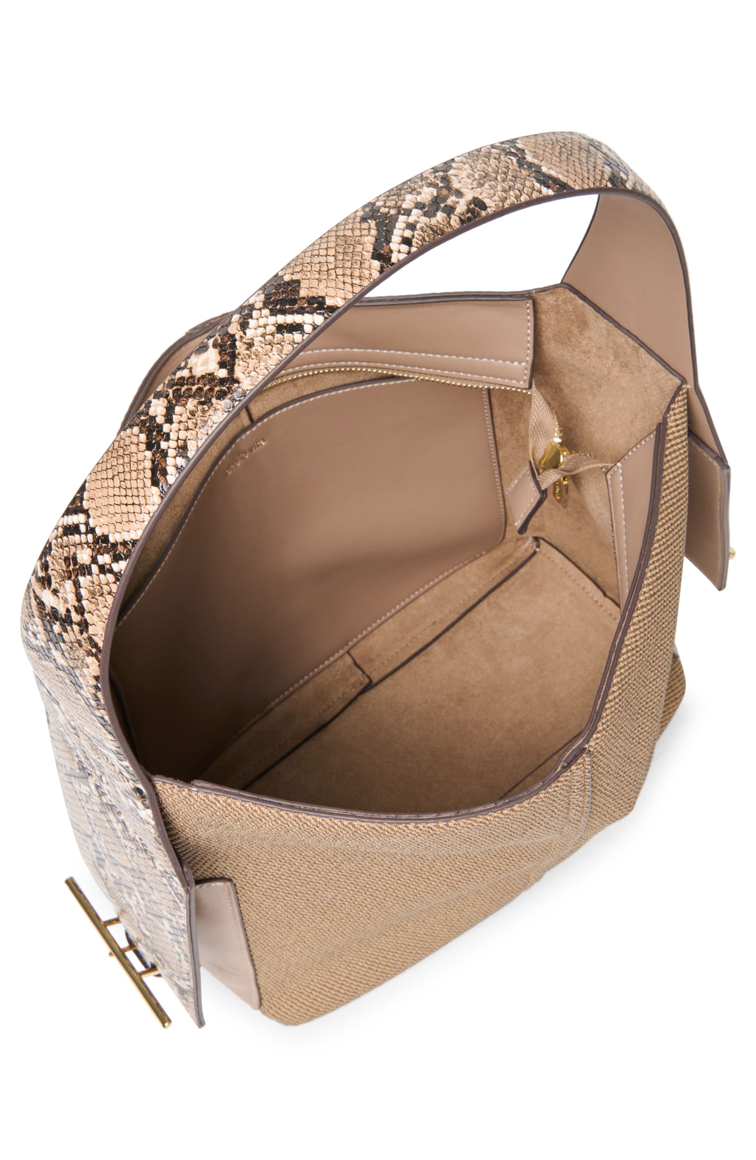 Dolce Vita Annalise Mixed Media Shoulder Bag, Alternate, color, Brown Snake