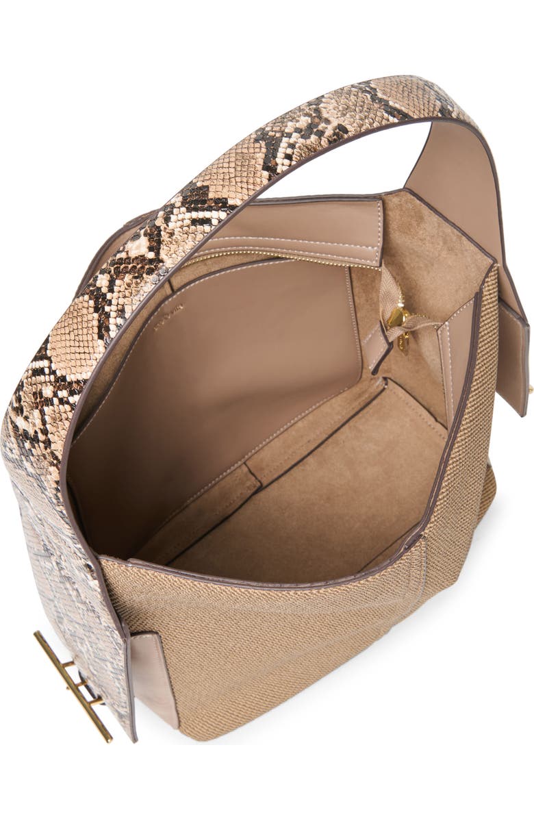 Dolce Vita Annalise Mixed Media Shoulder Bag, Alternate, color, Brown Snake