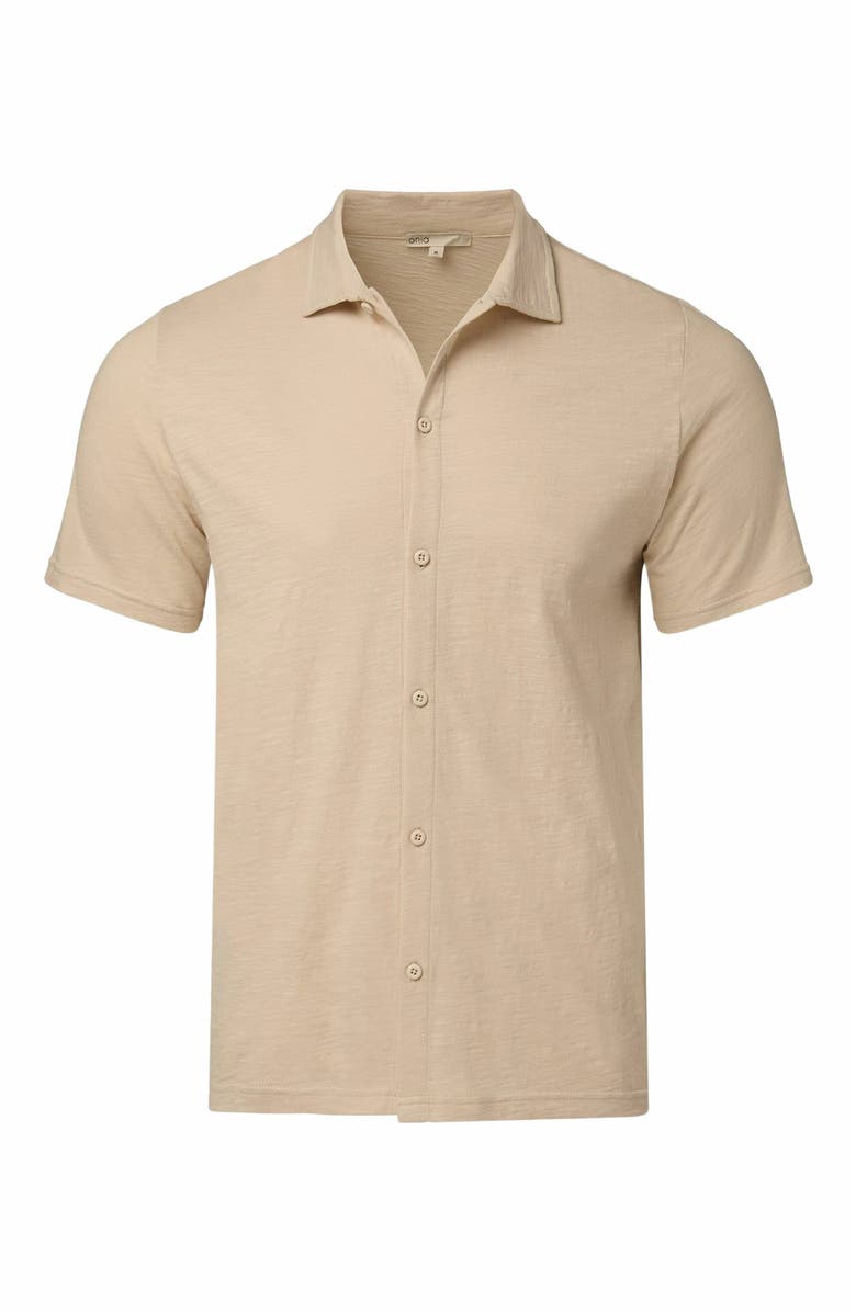 Onia Slub Short Sleeve Button-up Shirt, Alternate, color, Stone