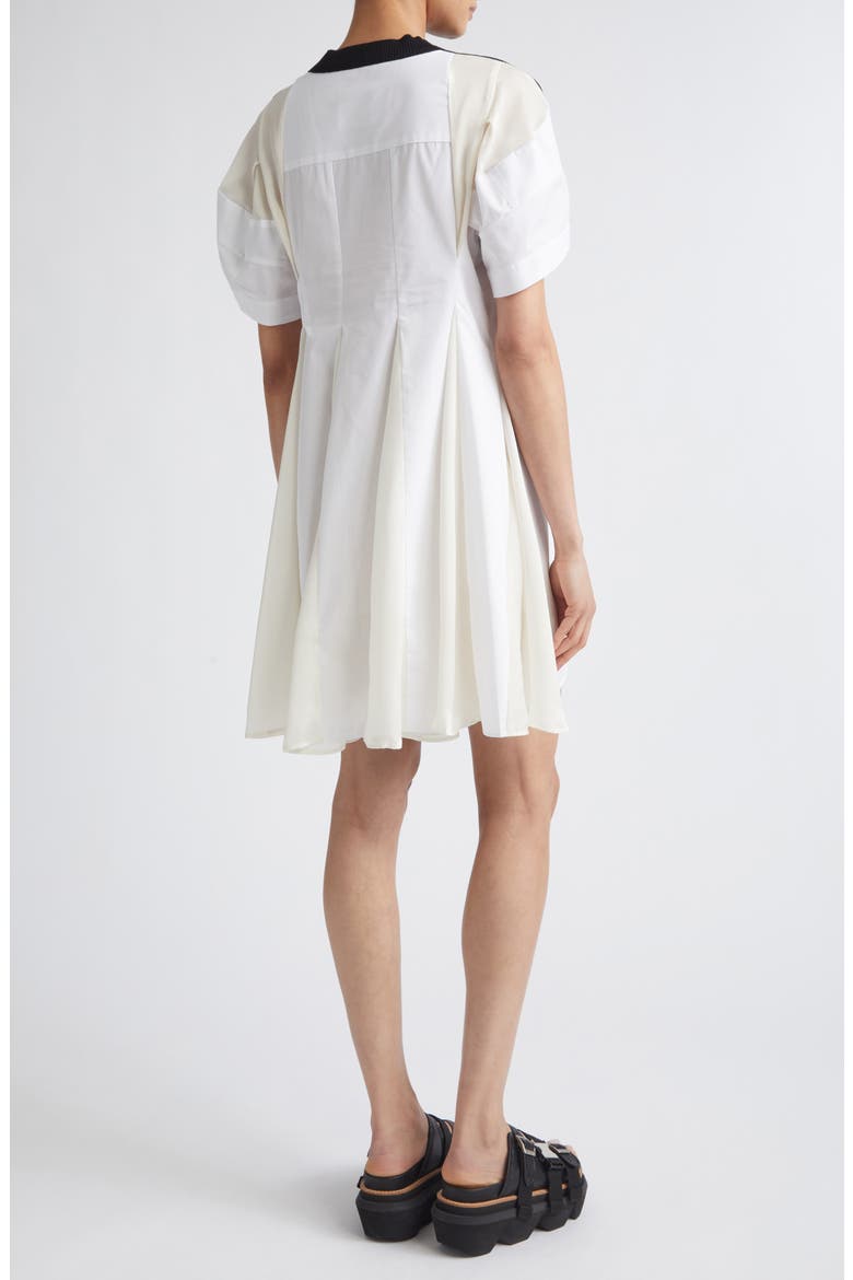 Mixed Media Knit & Poplin Minidress, Alternate, color, BLACK/ OFF WHITE