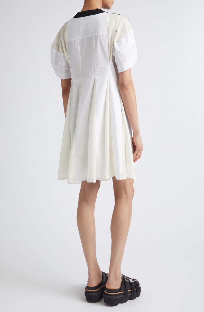 Sacai Mixed Media Knit & Poplin Minidress, Alternate, color, Black/ Off White