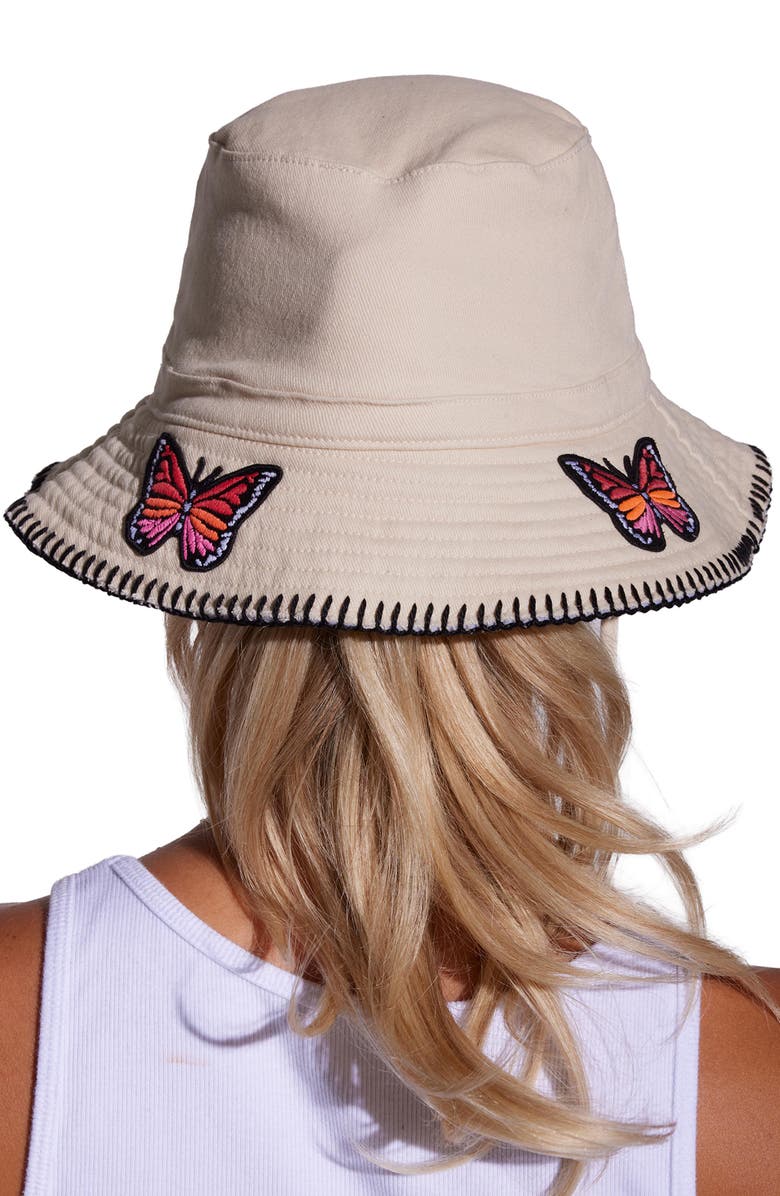 Lauren Moshi Aria Color Butterfly Bucket Hat, Alternate, color, Natural