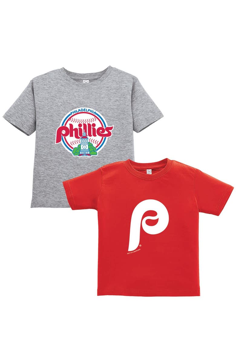 SOFT AS A GRAPE Toddler Soft as a Grape Red/Gray Philadelphia Phillies Cooperstown Collection Two-Pack T-Shirt Set, Main, color, Red