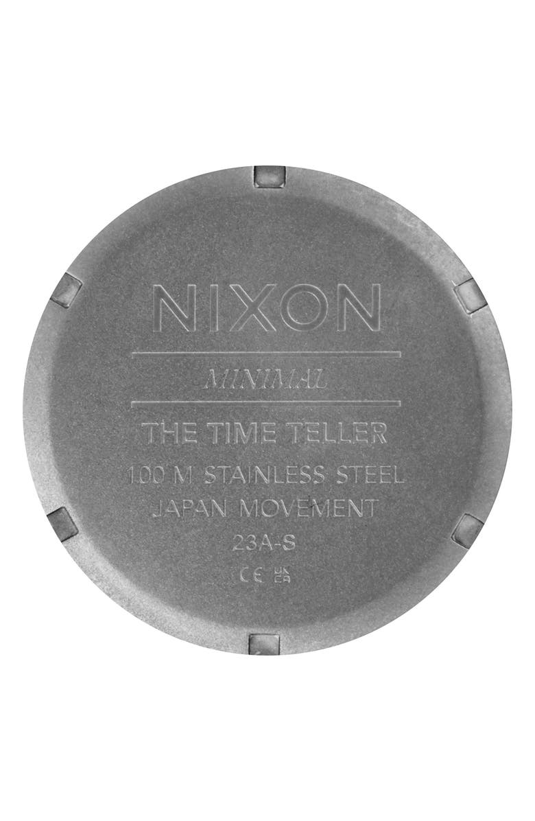 Nixon Time Teller Leather Strap Watch, 37mm, Alternate, color, Gunmetal / Basalt / Sienna