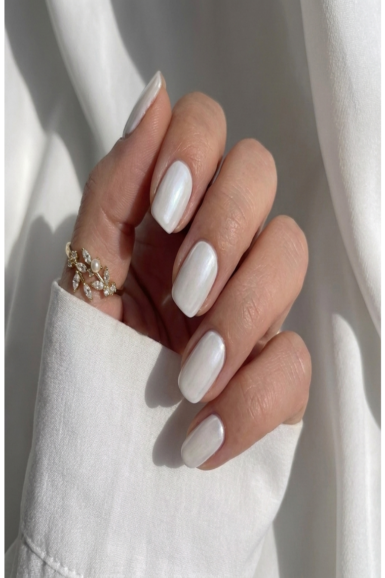 Classic Pearl White Short Square Press On Nails, Alternate, color, Pearl White