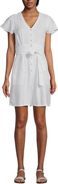Lands' End Flutter Sleeve Linen Romper