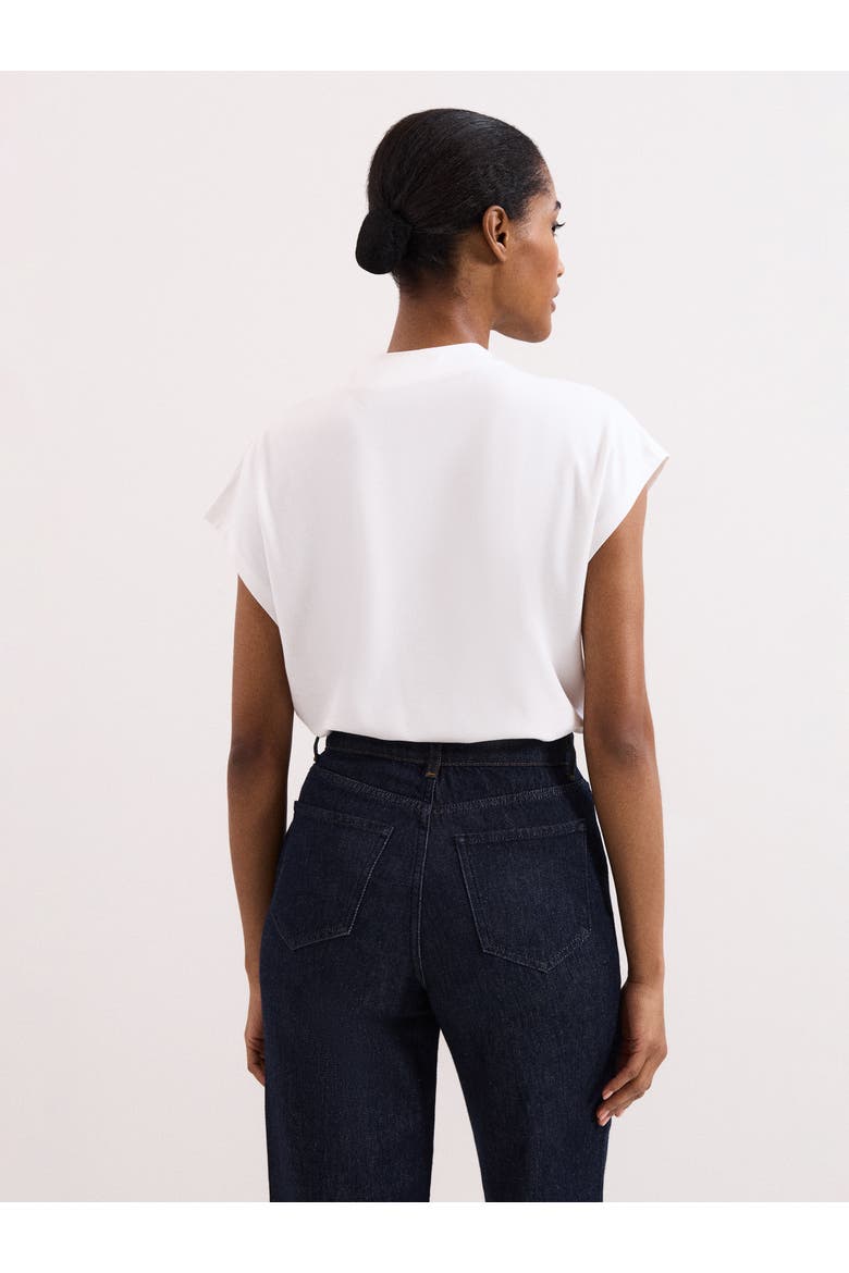 Paige Ruched Shoulder Hardware Ponte Top, Alternate, color, Ivory