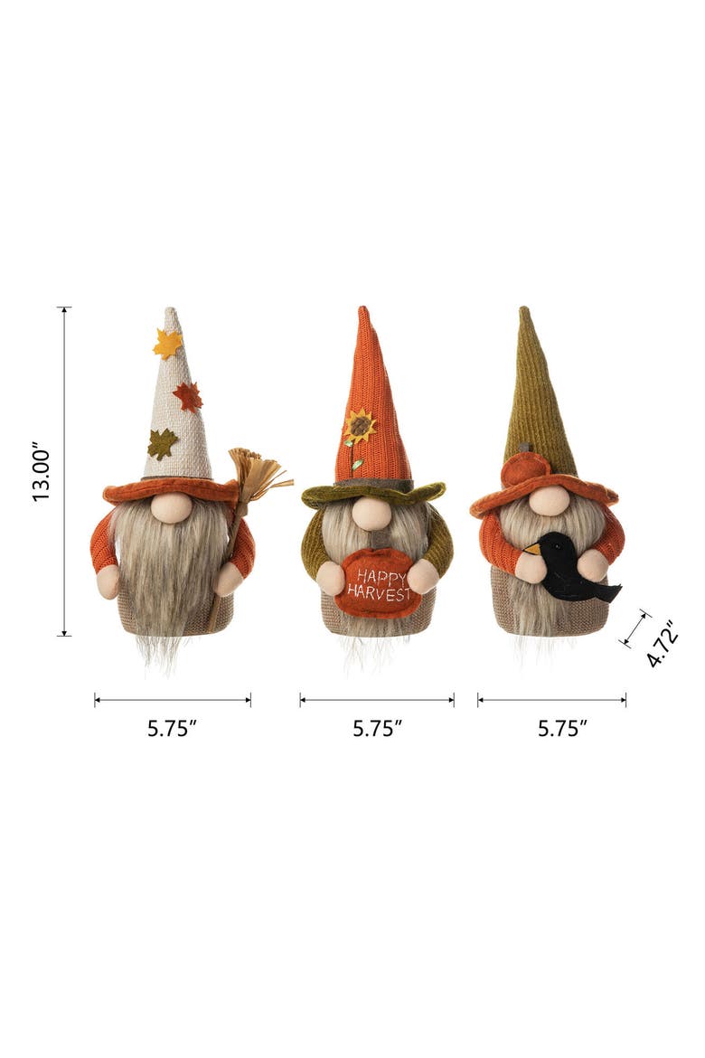 Set of 3 Fall Fabric Gnomes, Alternate, color, Orange