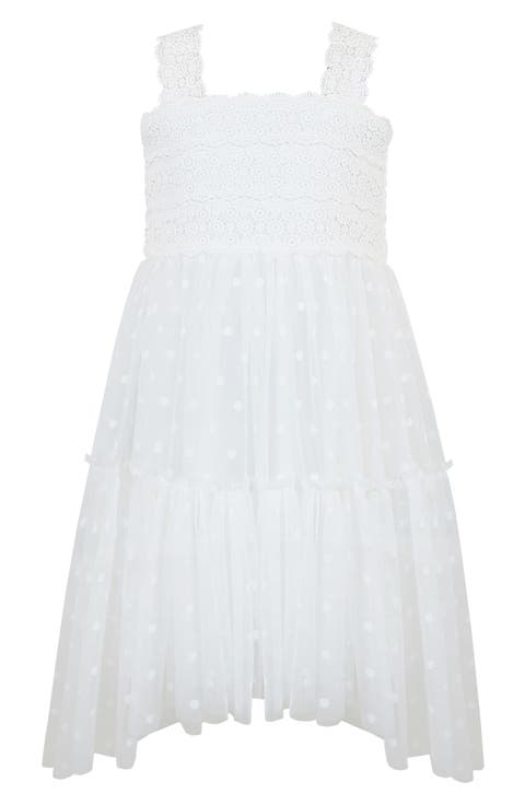 Kids' Clip Dot Chiffon High-Low Dress (Little Kid)