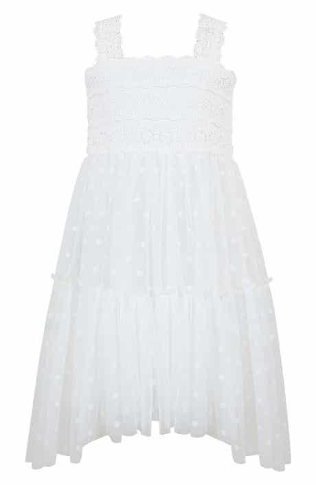 Kids' Clip Dot Chiffon High-Low Dress