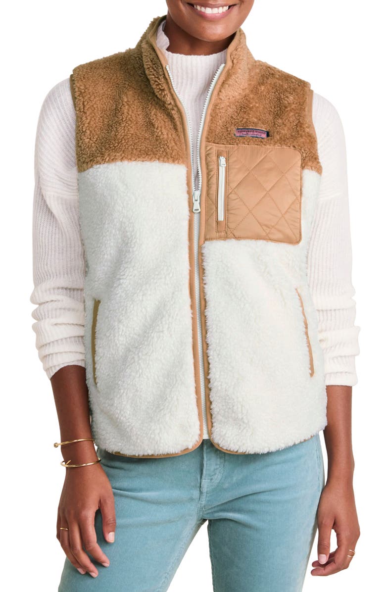 vineyard vines Mixed Media Zip Vest, Main, color,