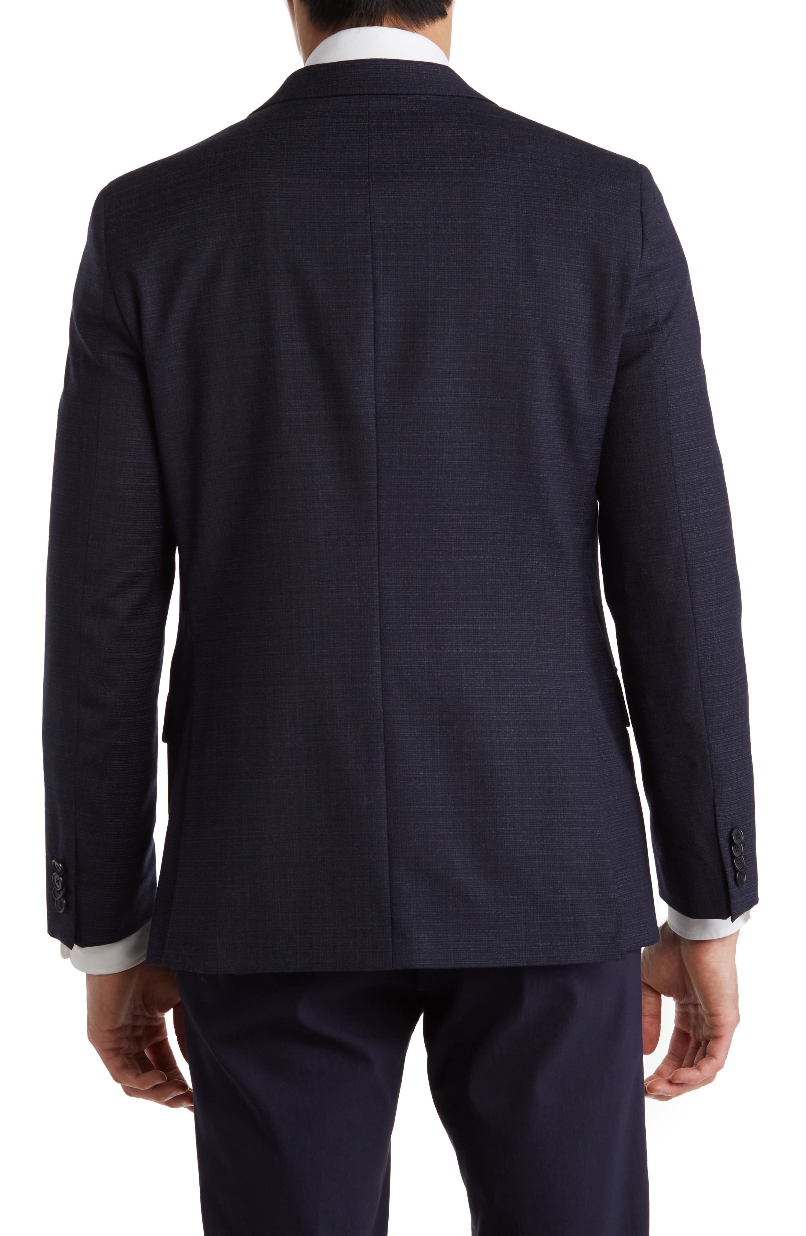 Navy Textured Wool Blend Suit Jacket - image 2