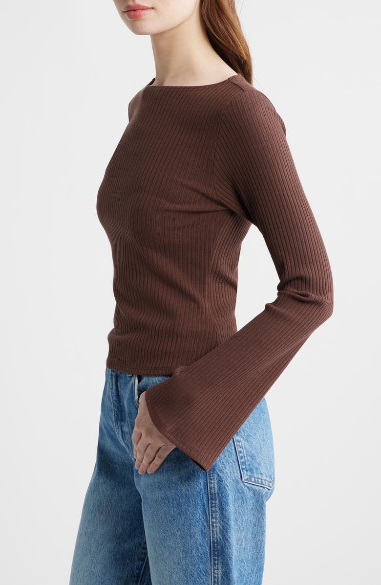 Reformation Miller Bell Sleeve Knit Top, Alternate, color, Cafe