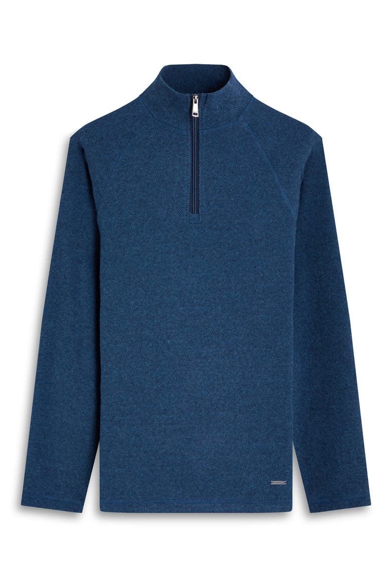Brushed Cotton Blend Quarter Zip Pullover, Alternate, color, NAVY