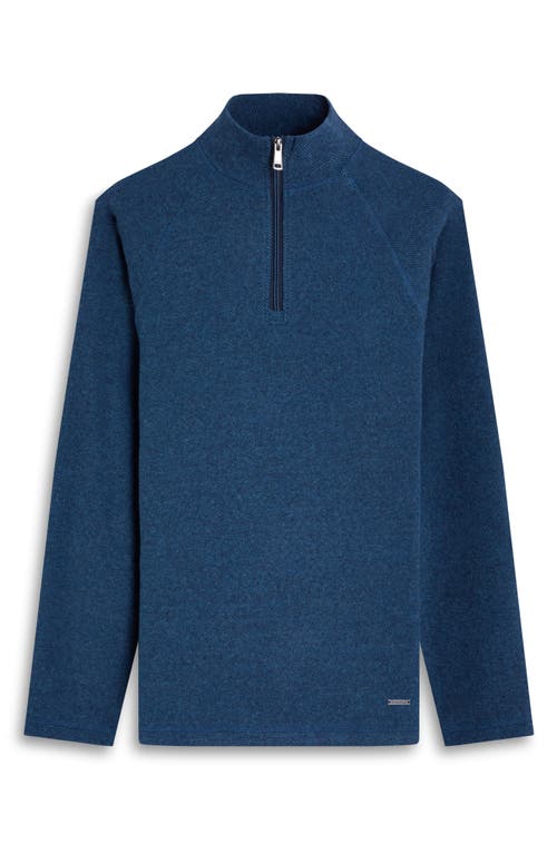 Bugatchi Brushed Cotton Blend Quarter Zip Pullover In Blue