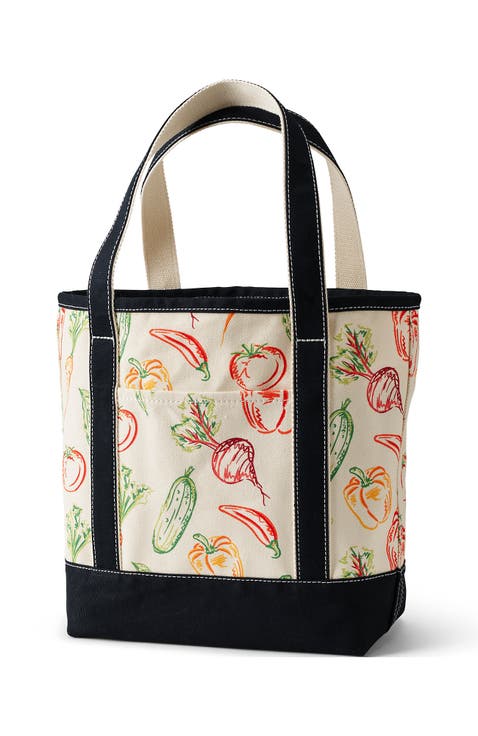 Medium Print 5 Pocket Open Top Canvas Tote Bag