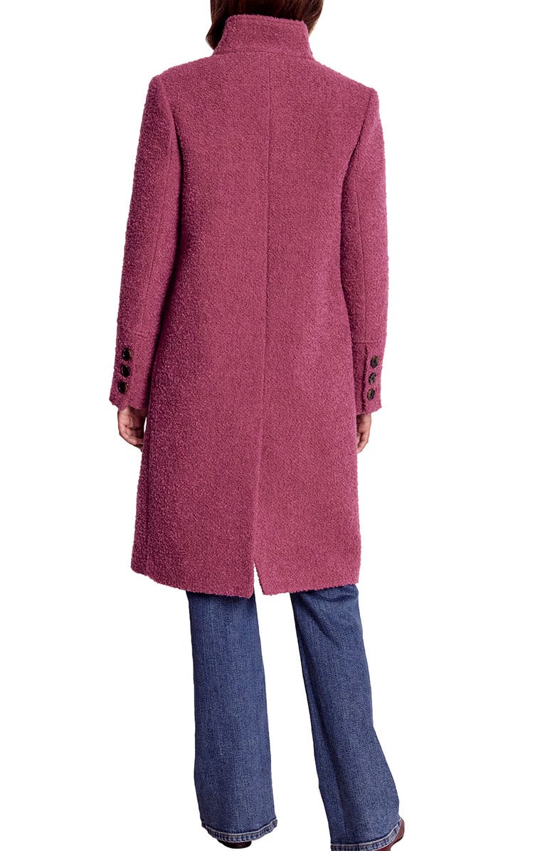 Boden Textured Wool Blend Stand Collar Coat, Alternate, color, Pink Heather