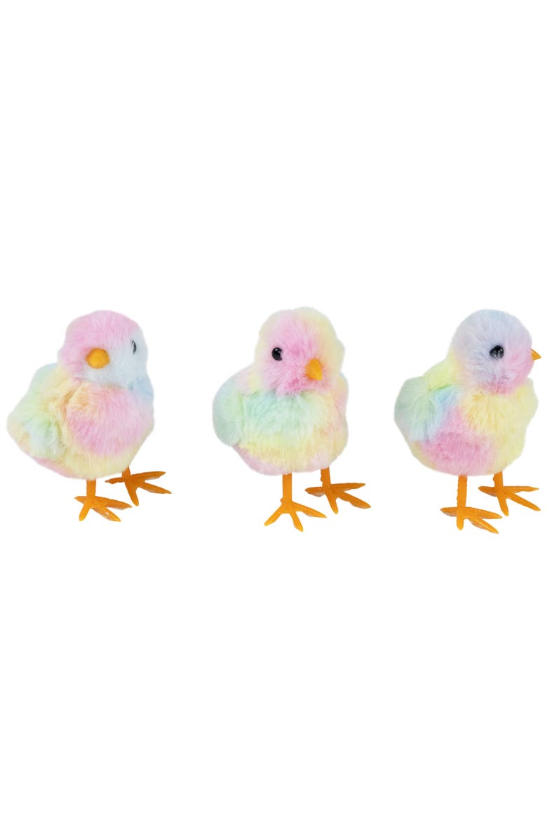 Northlight Plush Tie Dye Easter Chick Figurines - 4.25" - Set of 3, Alternate, color, Multi