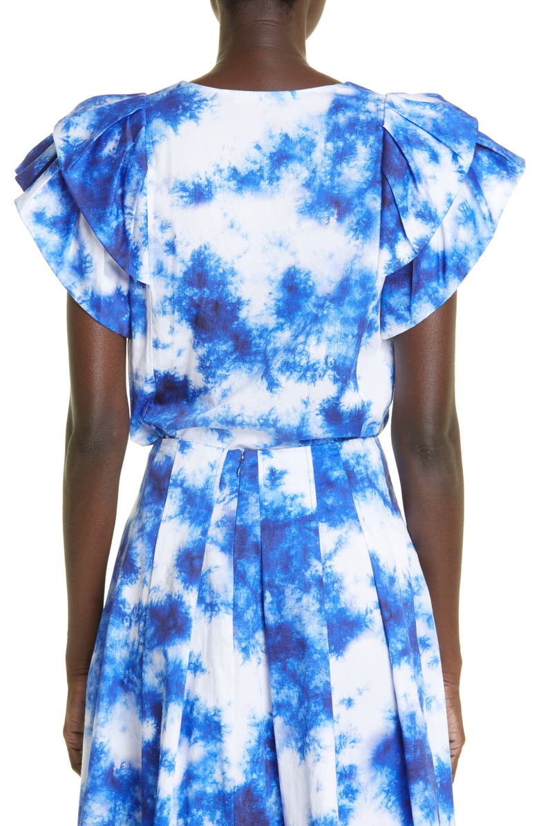 Jason Wu Collection Tie Dye Flounce Sleeve Cotton Top, Alternate, color, 