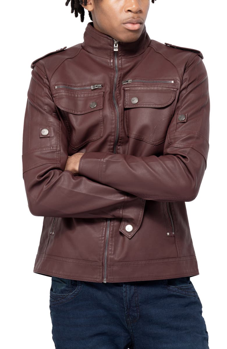 XRAY Faux Leather Utility Jacket, Alternate, color, Burgundy